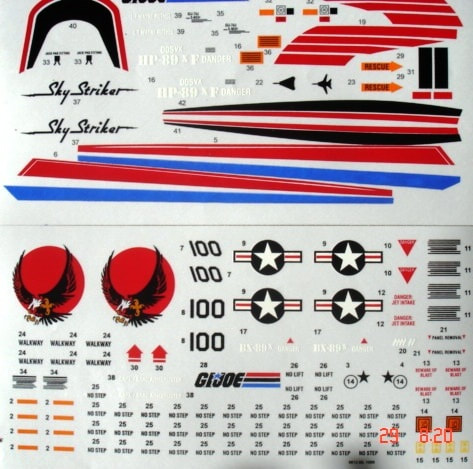 GI Joe Falcon Glider Sticker Decal Sheet 